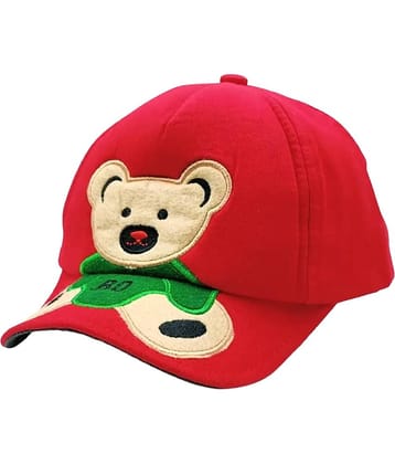 Zacharias Boy's Kids Cotton Cap kc-07-Red (Pack of 1) (1-4 Years)