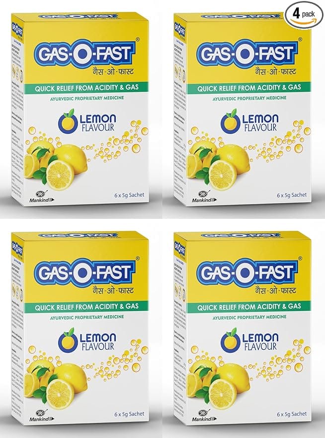 GASOFast Ayurvedic Antacid  Lemon flavour (6 sachets*4 5 g each)  (Pack of 4)