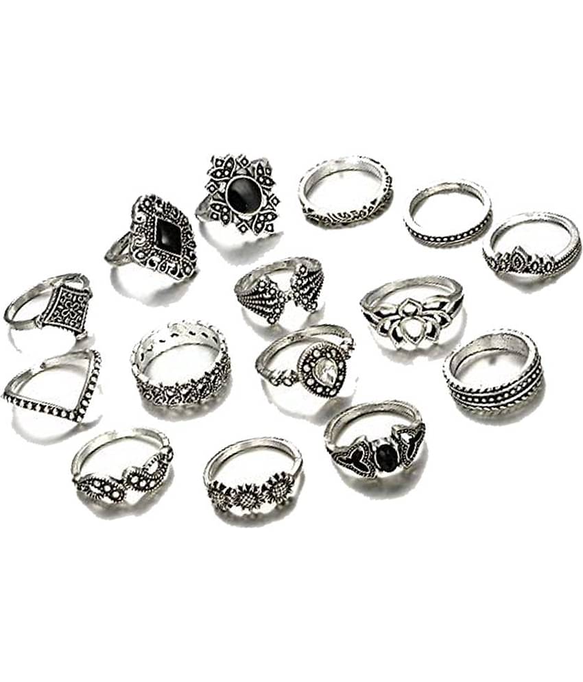 FASHION FRILL - Silver Rings Combo ( Pack of 1 )