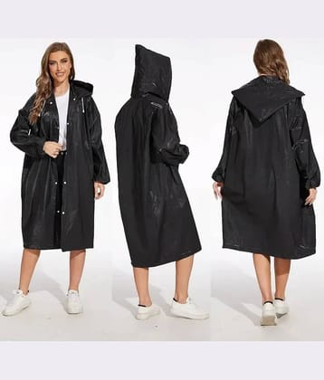 Infispace Waterproof Nylon Long Raincoat - Black