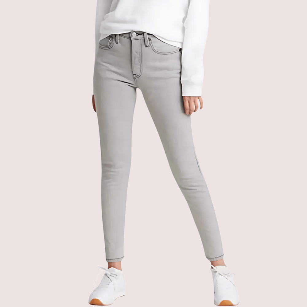 High Rise Skinny Jeans in Gray with Low Stretch - Jeans | Buy online on ZillyBuy
