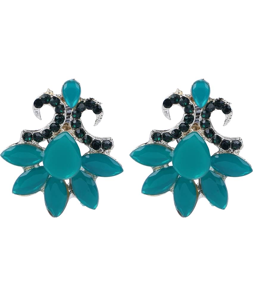Sunhari Jewels - Green Stud Earrings ( Pack of 1 )