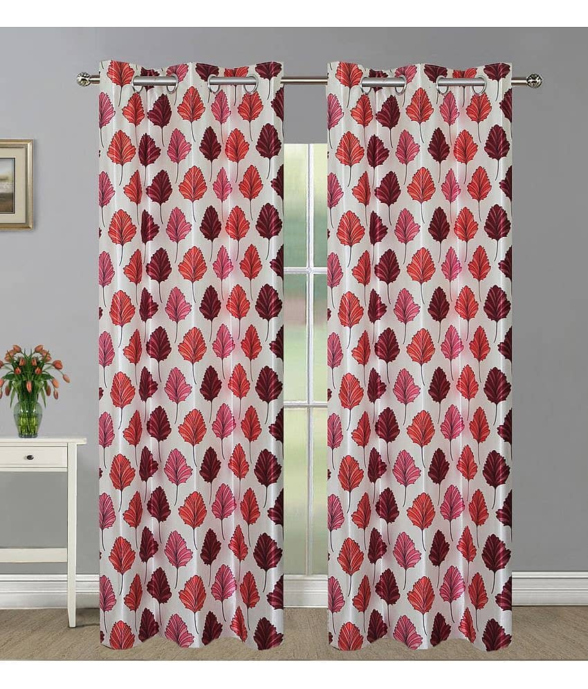 Home Candy Set of 2 Door Semi-Transparent Eyelet Polyester Orange Curtains ( 213 x 120 cm )