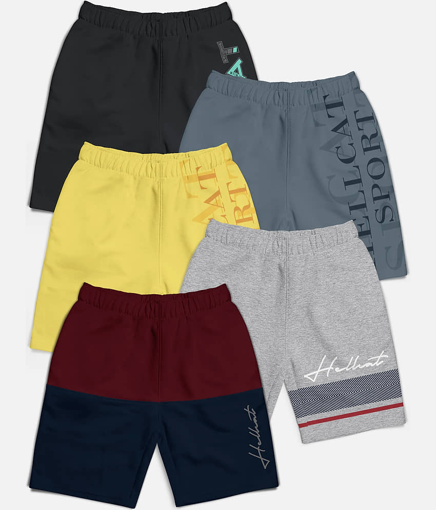 HELLCAT Pack of 5 Cotton Blend Shorts For Boys ( Multicolor )