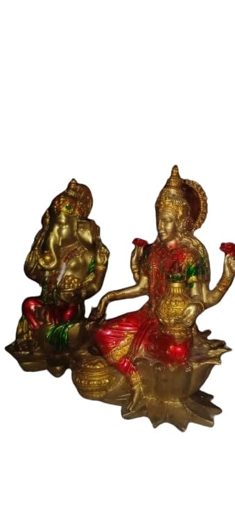 Idol 7-Inch Cold Cast Bronze Lakshmi Ganesha Murti Set of 2 for Home Puja and Gifting.