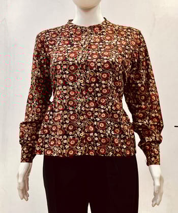 Multicolor kalamkari handblock printed cotton top