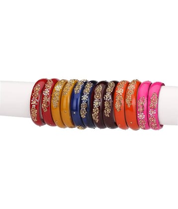Somil Fashionable Glass Bangle(Pack Of 12)