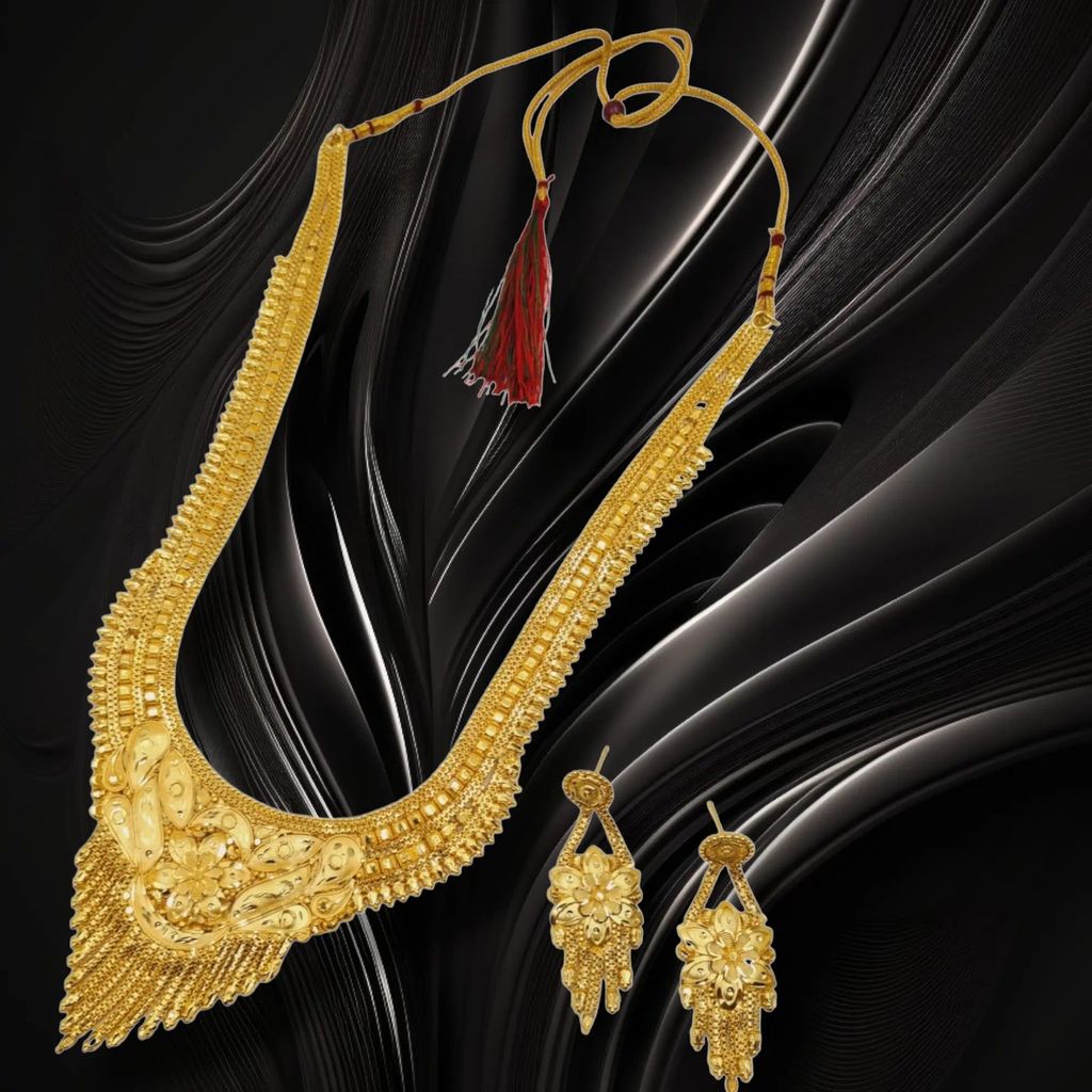 Handmade Gold-Plated Long haram Necklace with Intricate Workmanship