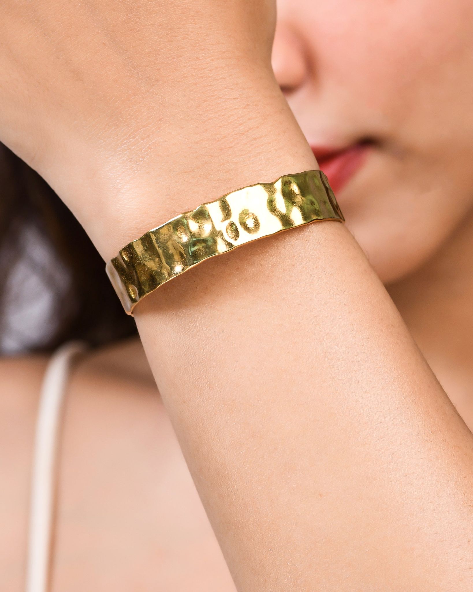 Henley Hammered Thick 18k Gold Plated Cuff-18k Gold Plated
