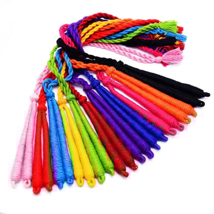 5 Inch Adjustable Handmade Necklace Thread, Cotton Multicolor Dori Pack of 12 Pcs Rope Cord 15" Length, BMIX-010