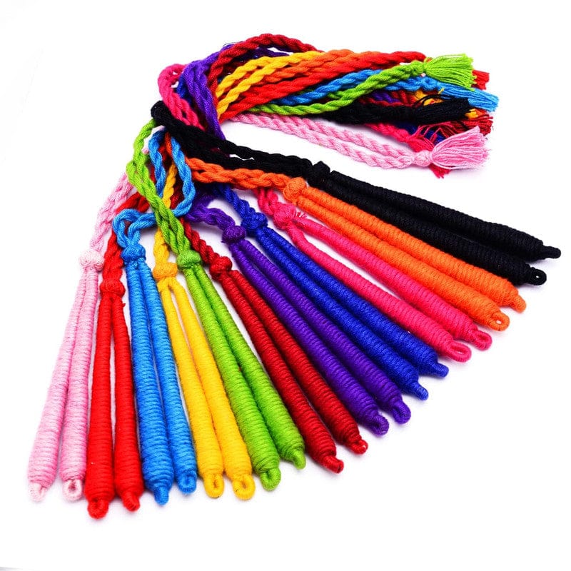5 Inch Adjustable Handmade Necklace Thread, Cotton Multicolor Dori Pack of 12 Pcs Rope Cord 15" Length, BMIX-010