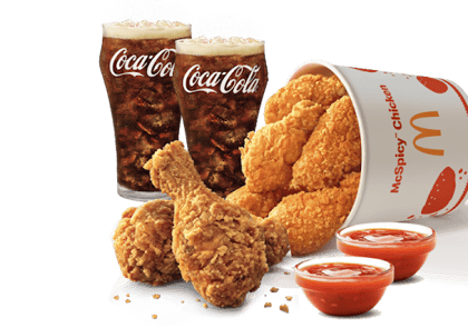 2 Crispy Fried Chicken + 4 Pc Chicken Wings Bucket + 2 Dips + 2 Coke