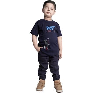 Kid Kupboard Cotton Baby Boys T-Shirt, Dark Black, Half-Sleeves, 4-5 Years KIDS7053