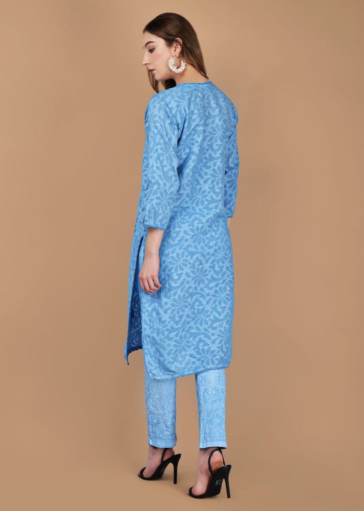 Braso Cotton Hand Embroidered Chikankari Kurta With Trouser