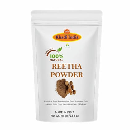 Khadi 100% Pure & Organic Reetha Powder Hair Cleanser | 100% Natural, Chemical-Free, Maintains pH Value, Conditions Hair, Adds Shine | Resealable Zipper pouch | (100gm., REETHA) Khadi 100% Pure & Organic Reetha Powder Hair Cleanser | 100% Natural, Chemic