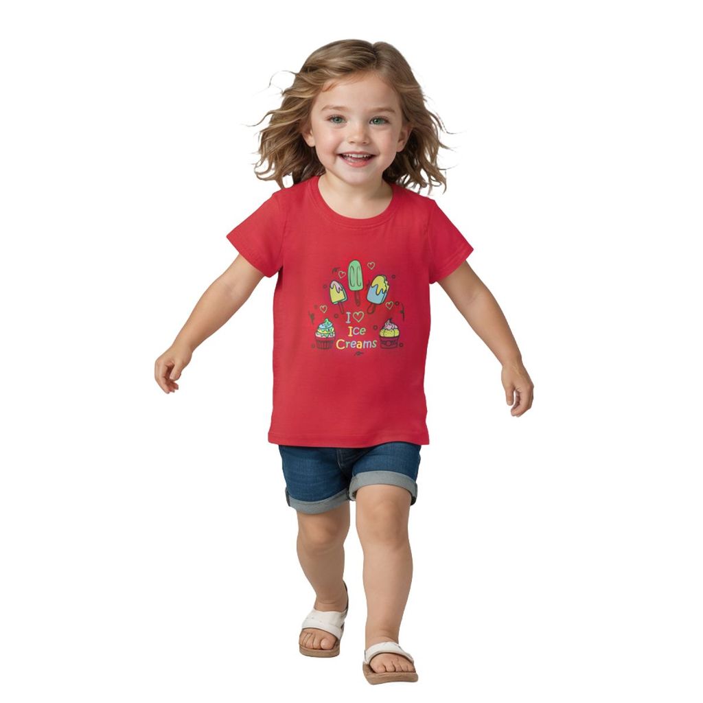 Affordable Kids Girls T shirt Cotton Bright Rose Pink Love Ice Creams 2025 at ShopCircuit | ONDC