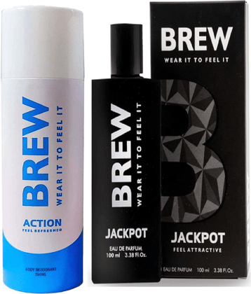 Brew - ACTION DEO, JACKPOT PERFUME Eau De Parfum (EDP) For Unisex 300ML ( Pack of 2 )