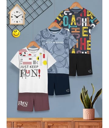 HELLCAT White Cotton Blend Baby Boy T-Shirt & Shorts ( Pack of 3 )