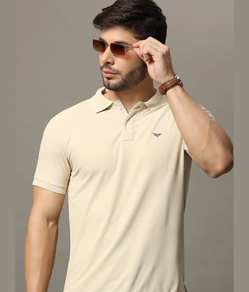 Riss Pack of 1 Cotton Blend Regular Fit Solid Half Sleeves Men's Polo T Shirt ( Beige )
