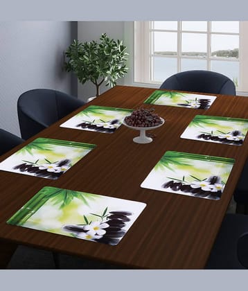 PVC Abstract Rectangle Table Mats (45 cm x 30 cm) Pack of 6 - Green