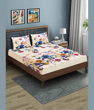 Home Candy Microfiber Floral Double Bedsheet with 2 Pillow Covers - Multicolor