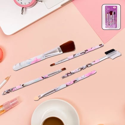 Makeup Brush Set  5-Piece Floral Face, Eyes & Lips Kit