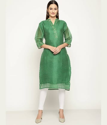 Queenley - Green Silk Women's Straight Kurti ( Pack of 1 )