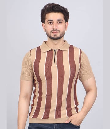 FEVERFEW Men Cotton Blend Regular Fit Printed Polo T Shirt ( Black )