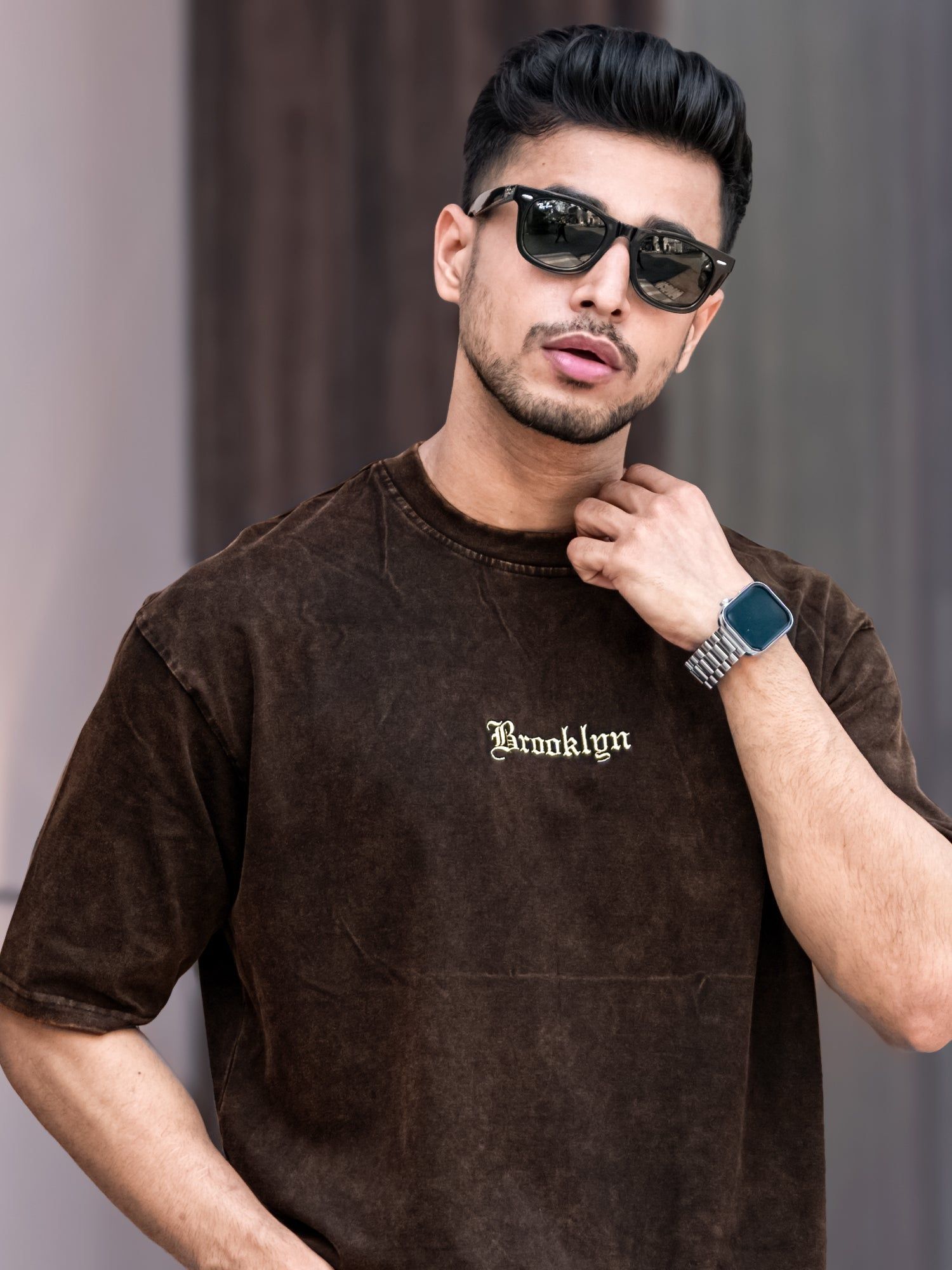 Brooklyn Acid Wash Black T-Shirt-S