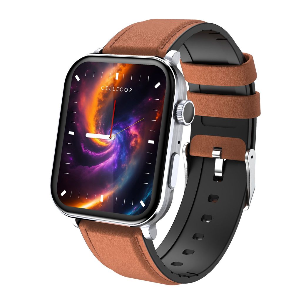 CELLECOR M9 Pro Blaze, 2.01" Amoled Display with Rotating Crown, Voice Assistance, Advanced Chipset, BT Calling, Fast Charge, 100+ Sports Mode & Watch Faces, Upto 5 Day Battery, IP67 (Brown)