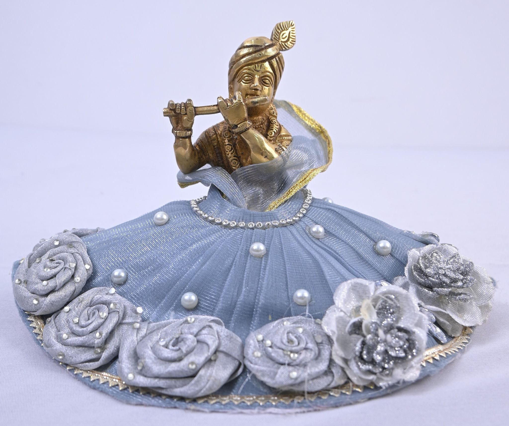 Silver Grey Designer Laddu Gopal Dress Set