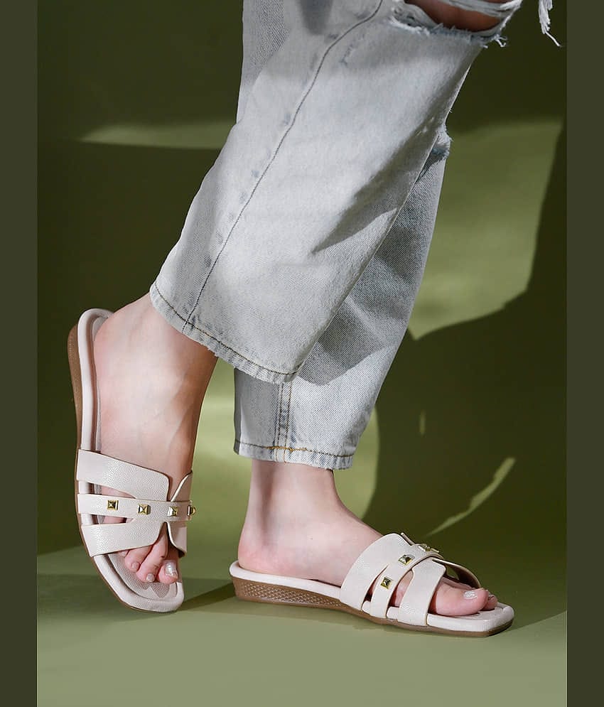 NZS Cream Women's Open Toe Flats