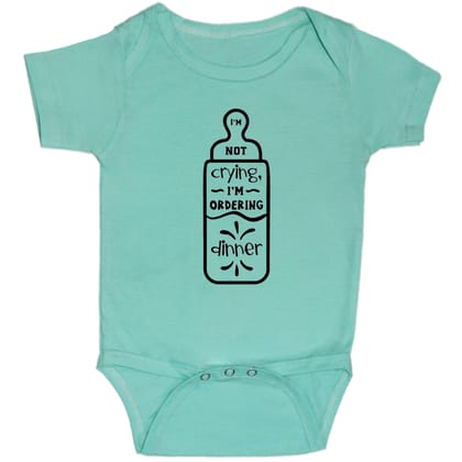 Turquoise Im Not Crying Im Ordering Dinner Cotton Romper For 6 To 12 Months