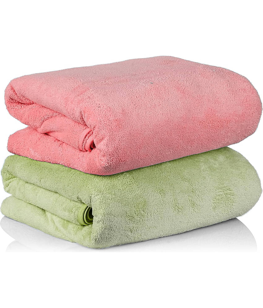 Midastra Pack of 2 Microfibre 500 -GSM Bath Towel ( Light Pink )