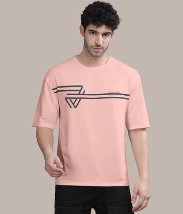 BULLMER Pack of 1 Cotton Blend Oversized Fit Men's T-Shirt ( Peach )
