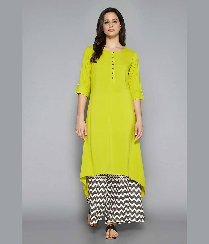 Pistaa - Orange Viscose Women's Asymmetrical Kurti ( Pack of 1 )
