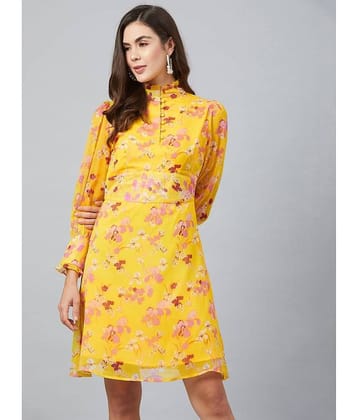 Rare Women Chiffon A-line Dress ( Yellow )