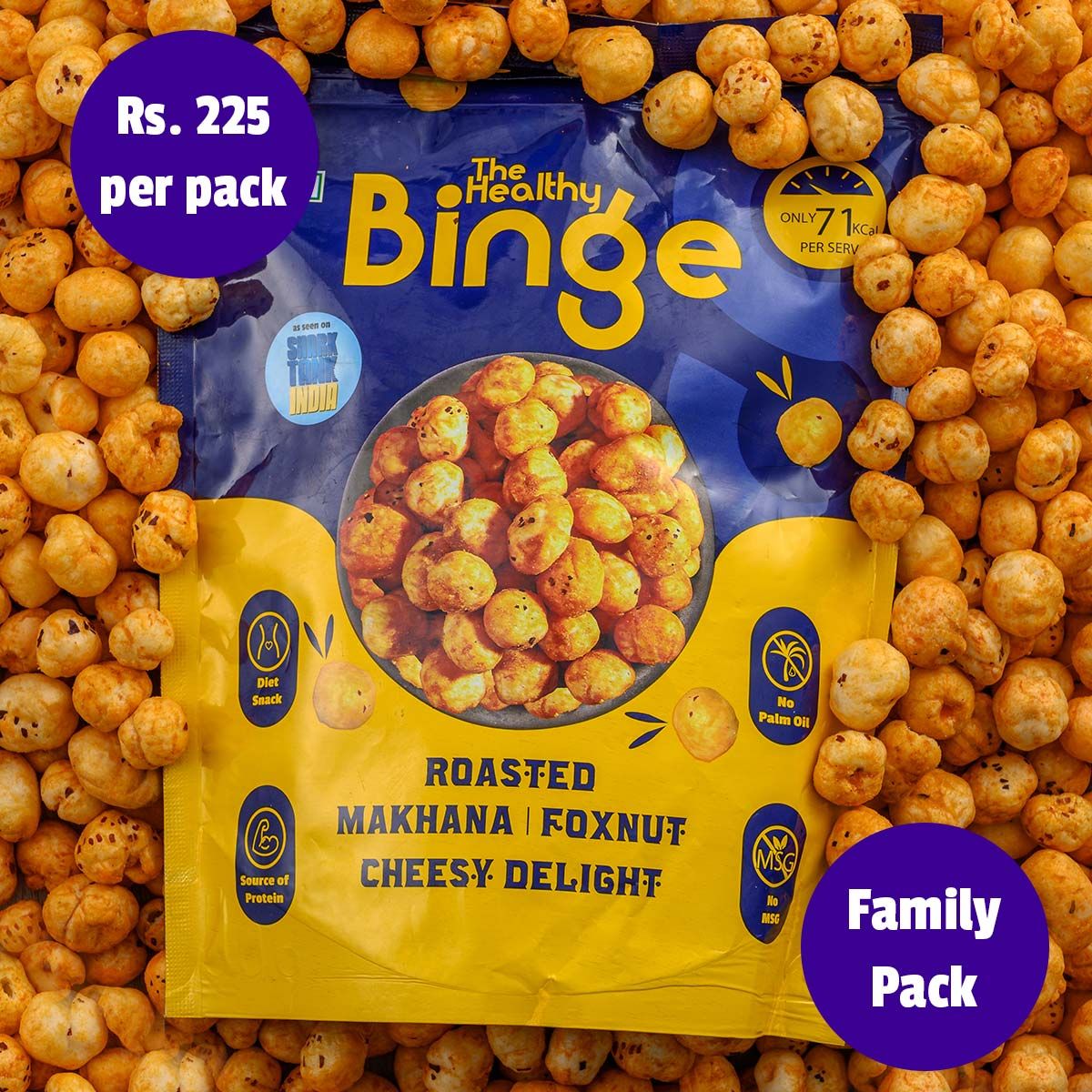 Roasted Makhana: Cheesy Delight family Pack Roasted Makhana: Cheesy Delight family Pack - Pack of 2