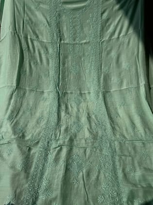 Pure Muslin kurti Length unstitched - Green-Green / Free Size / Muslin