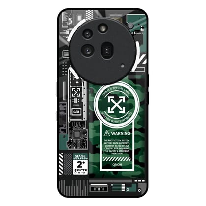 Green Camo Circuit Glass Case for Nothing Phone 3a Pro