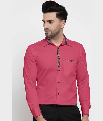 WEBRIC Cotton Blend Regular Fit Full Sleeves Men's Formal Shirt - Fluorescent Pink ( Pack of 1 )
