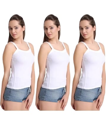 INNERO Women Pack of 3 Cotton Camisoles ( White )