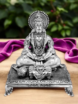 Pure Silver Hanuman Dhyan Mudra Idol-300 gm