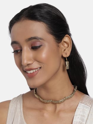 Gold-Plated AD Studded Choker Jewellery Set