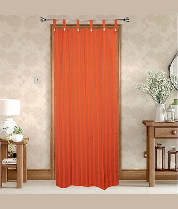 HOMEFLY Vertical Striped Room Darkening Loop Curtain 6.5 ft ( Pack of 1 ) - Orange