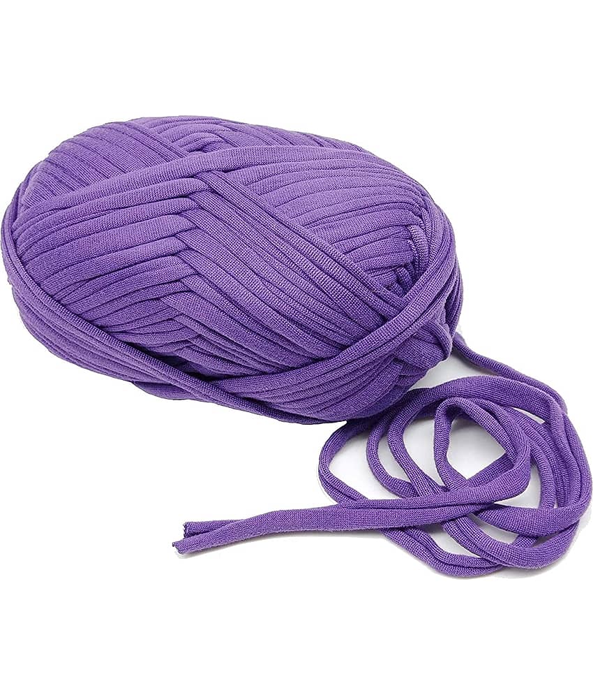 T-Shirt Yarn Carpet, Knitting Yarn for Hand DIY Bag Blanket Cushion Crocheting Projects TSH New 100 GMS (Purple)