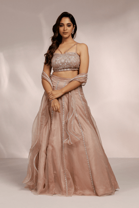 BLOUSE WITH SKIRT AND STRUCTURED DUPATTA SET-XS