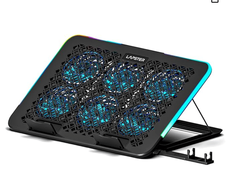 Lapster Chillpro Frost Laptop Cooling Pad with 6 Cooling Fans, 5-Level Angle & Height Adjustable, RGB Light Modes, Mobile Stand, USB Powered, for Upto 17 Inch Laptops