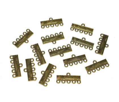 Antique Gold 5 Hole Connector for Jewellery Making and Embroidery Work. CTR-032-Per Packet of 23 Pair / 10X22 MM
