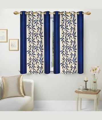 N2C Home Floral Semi-Transparent Eyelet Curtain 5 ft ( Pack of 2 ) - Blue